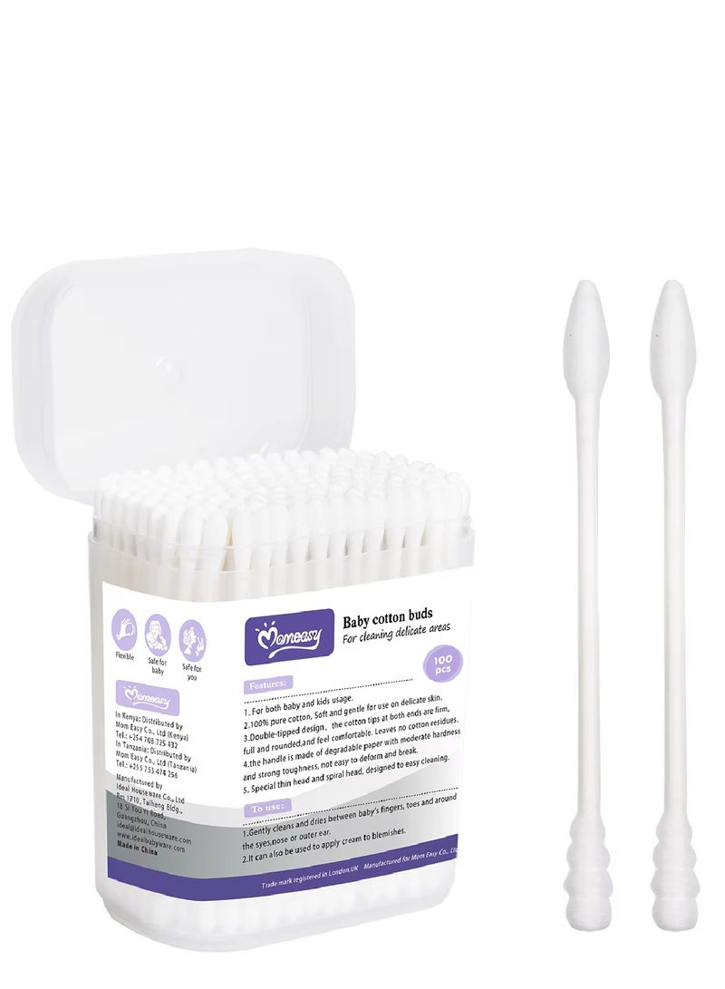 Momeasy 100pcs Cotton Buds With Thin and Spiral Head - Image 1